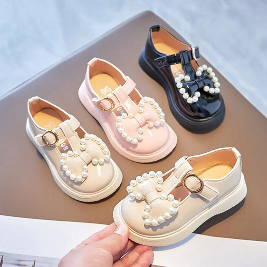 Pearl Bow Princess Shoes – Elegant and Comfortable Footwear for Little Girls