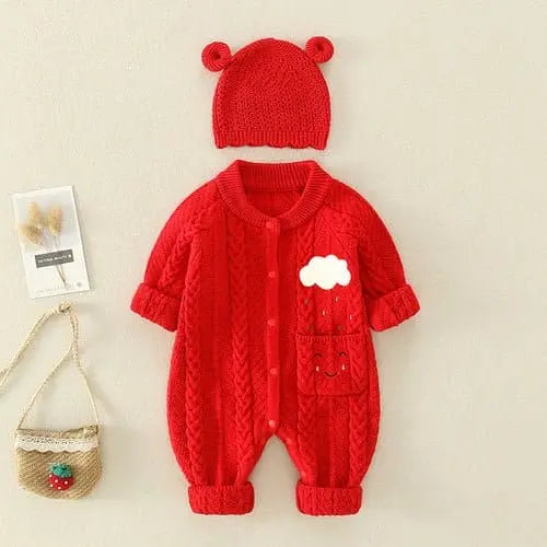 Charming Baby Crochet Romper – Soft Cotton, Playful Design