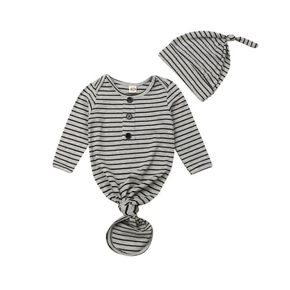 Newborn Baby Sleeper Nightgown with Matching Hat