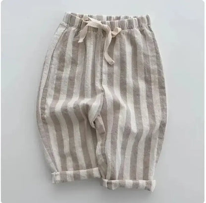 Classic Linen Cotton Stripe Pants for Kids