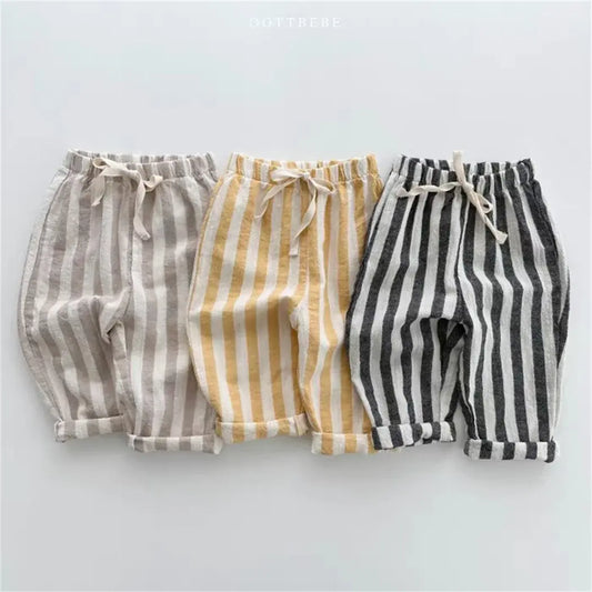 Classic Linen Cotton Stripe Pants for Kids