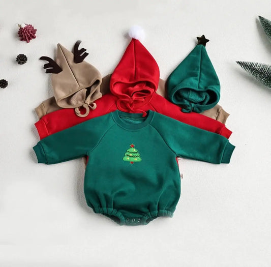 Festive Santa Clause Baby Romper and Hat