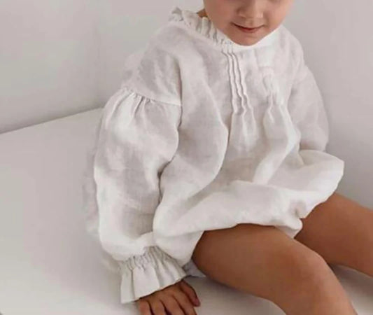 Soft Ruffled Long-Sleeve Baby Romper for Easy Dressing & Comfort