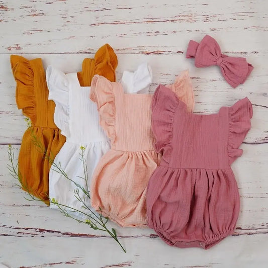 Pretty Organic Cotton Summer Playsuit for Girls