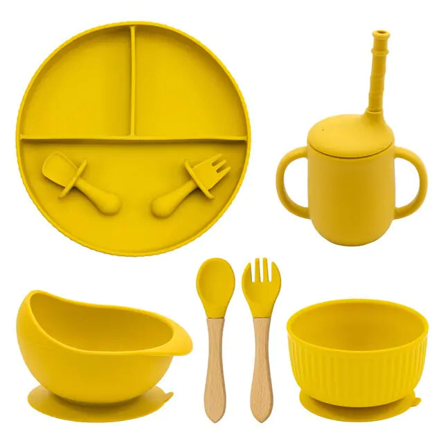 Baby Weaning Silicone Plate Bowl Set with Utensils and Cup