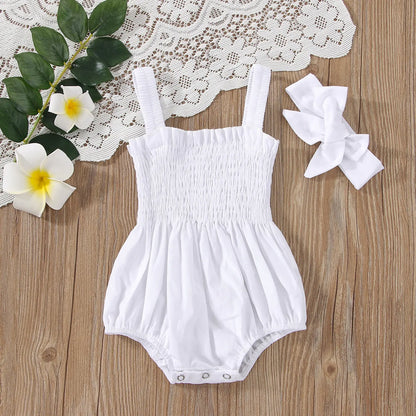 Sweet Summer Jumpsuit and Bow Set for Girls