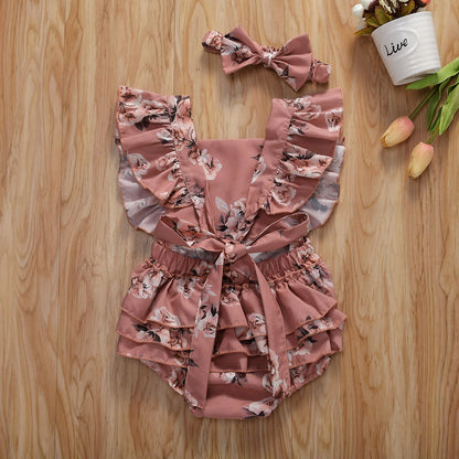 Soft Cotton Baby Romper & Headband Set
